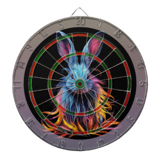 Awesome Blue Rabbit on Fire  Dart Board