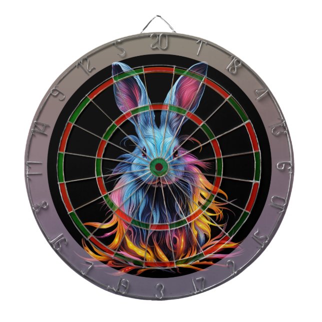 Awesome Blue Rabbit on Fire  Dart Board (Front)