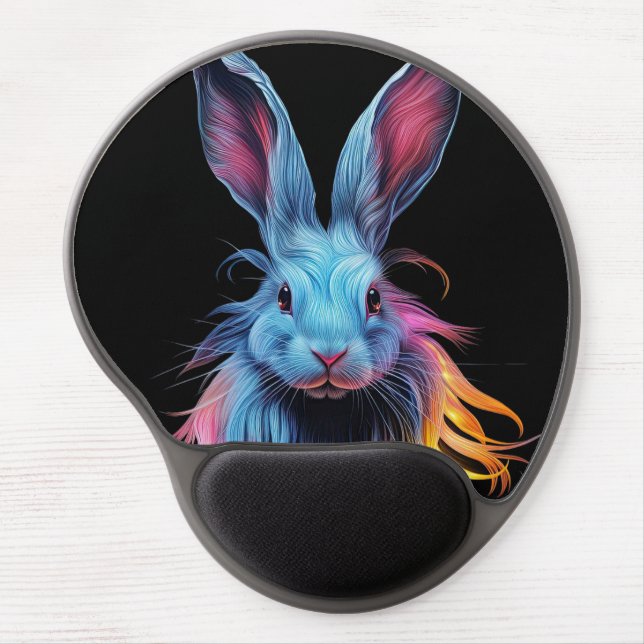 Awesome Blue Rabbit on Fire  Gel Mouse Pad (Front)