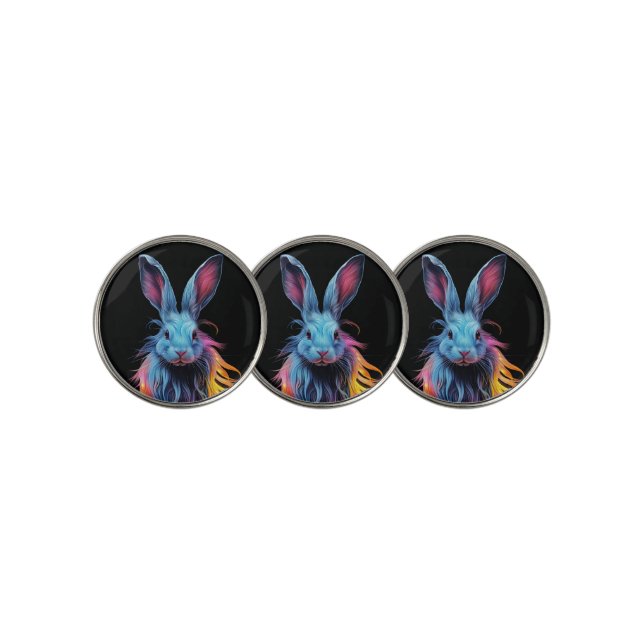 Awesome Blue Rabbit on Fire  Golf Ball Marker (3 Up)