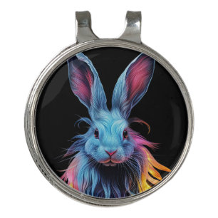 Awesome Blue Rabbit on Fire Golf Hat Clip