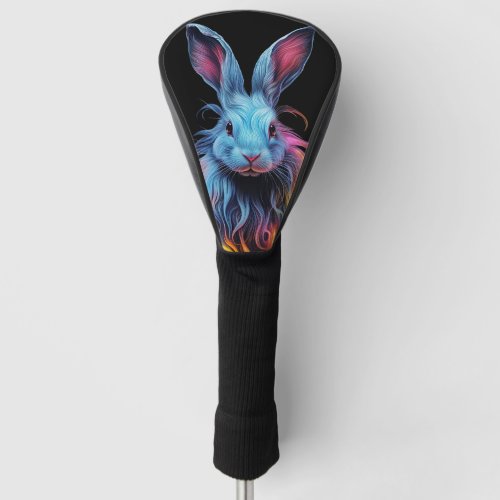 Awesome Blue Rabbit on Fire  Golf Head Cover