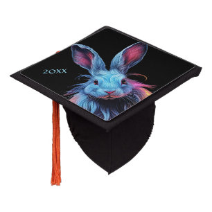 Awesome Blue Rabbit on Fire  Graduation Cap Topper