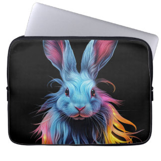 Awesome Blue Rabbit on Fire  Laptop Sleeve