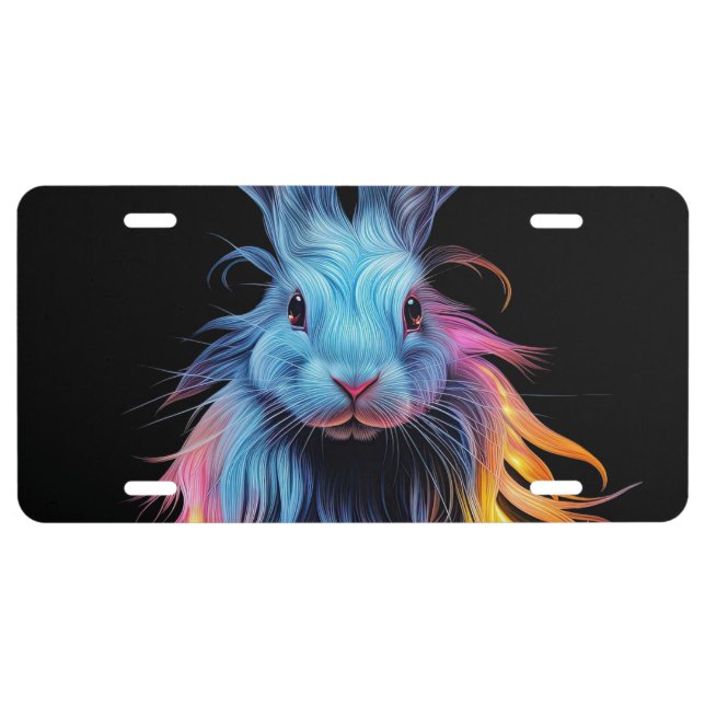 Awesome Blue Rabbit on Fire  License Plate (Front)