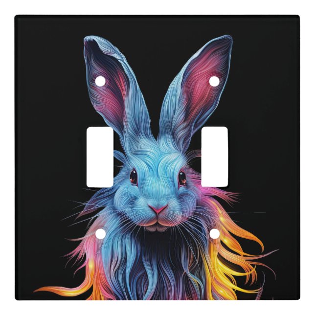 Awesome Blue Rabbit on Fire  Light Switch Cover (Front)