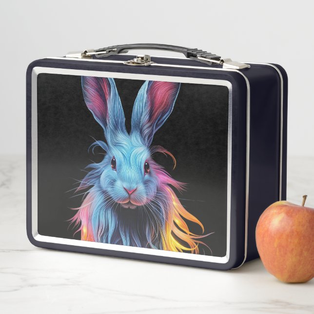 Awesome Blue Rabbit on Fire  Metal Lunch Box (In Situ)