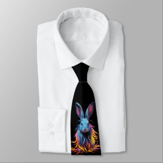 Awesome Blue Rabbit on Fire  Neck Tie