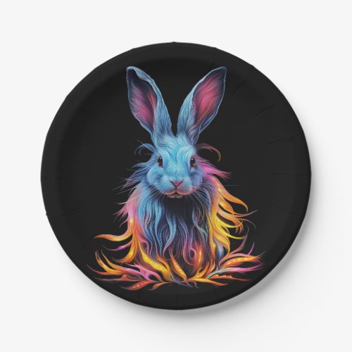 Awesome Blue Rabbit on Fire  Paper Plates