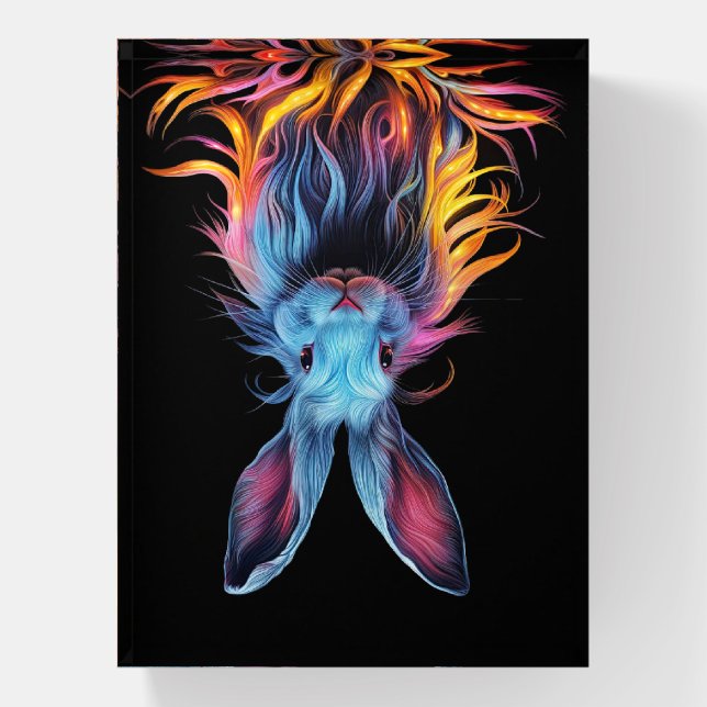 Awesome Blue Rabbit on Fire  Paperweight (Vertical)
