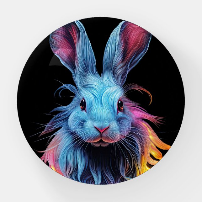 Awesome Blue Rabbit on Fire  Paperweight (Front)