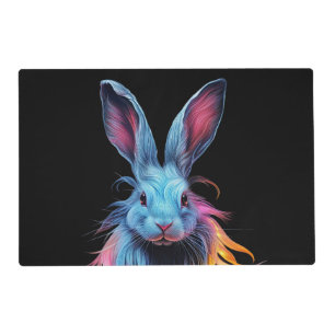 Awesome Blue Rabbit on Fire Placemat