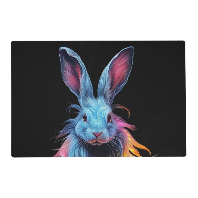 Awesome Blue Rabbit on Fire  Placemat (Front)