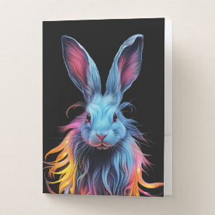 Awesome Blue Rabbit on Fire Pocket Folder