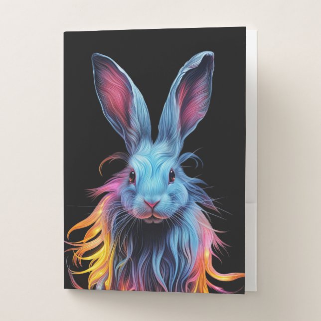 Awesome Blue Rabbit on Fire  Pocket Folder (Front)