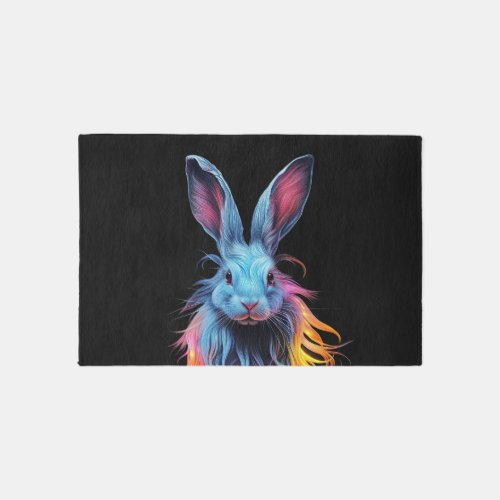 Awesome Blue Rabbit on Fire  Rug