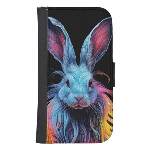 Awesome Blue Rabbit on Fire  Galaxy S4 Wallet Case