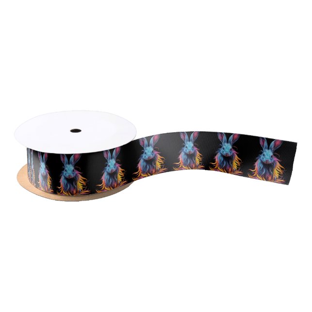 Awesome Blue Rabbit on Fire  Satin Ribbon (Spool)