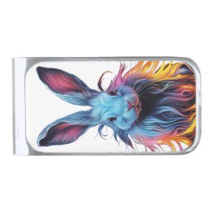 Awesome Blue Rabbit on Fire Silver Finish Money Clip