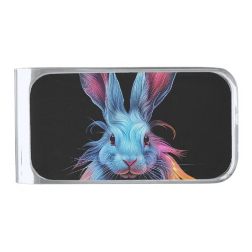 Awesome Blue Rabbit on Fire  Silver Finish Money Clip