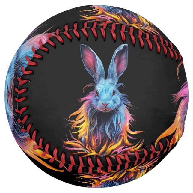 Awesome Blue Rabbit on Fire  Softball (Front Left)