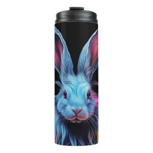 Awesome Blue Rabbit on Fire Thermal Tumbler