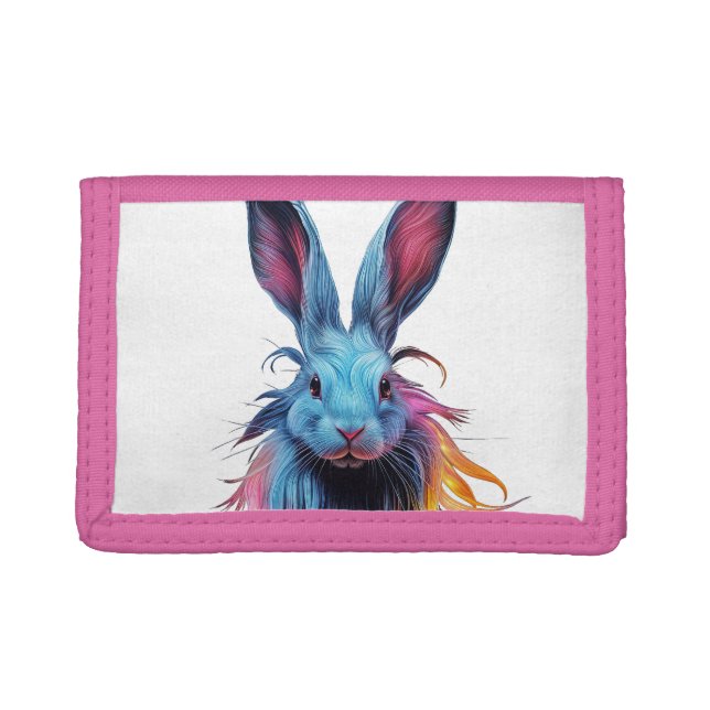 Awesome Blue Rabbit on Fire  Trifold Wallet (Front)
