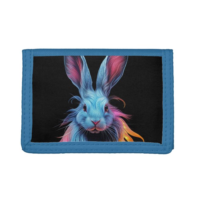 Awesome Blue Rabbit on Fire  Trifold Wallet (Front)