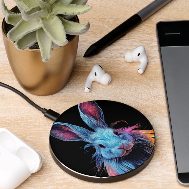 Awesome Blue Rabbit on Fire  Wireless Charger (Desk 2)