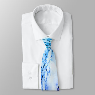 Awesome Blue to Plum Vein Marble Look Neck Tie