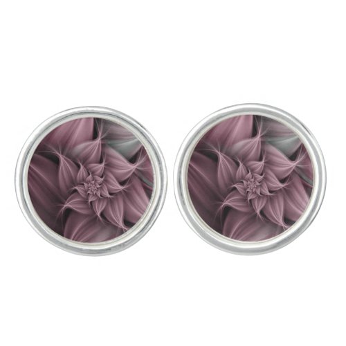 Awesome Blush Flower Fractal  Cufflinks