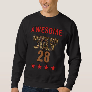 Awesome born on 28th July 28 Leopard Print July 28 Sweatshirt