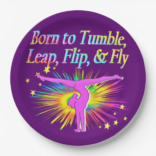 AWESOME BORN TO TUMBLE GYMNAST PAPER PLATES