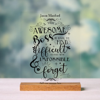 awesome Boss appreciation week card Acrylic Sign