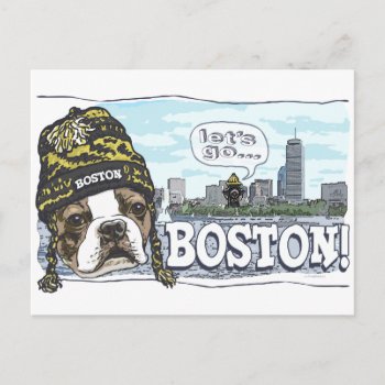 Awesome Boston Fan Black And Gold Cap Postcard by mudgestudios at Zazzle