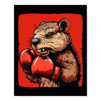 Awesome Boxing Beaver With Gloves For Sports Fans  Poster
