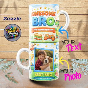 Awesome Bro Dinosaur Gaming Custom Photo Collage Coffee Mug