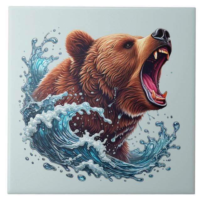 Awesome brown bear cabin lovers  ceramic tile (Front)