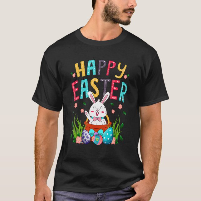 Awesome Bunny Easter Eggs Happy Easter Day Rabbit  T-Shirt (Front)