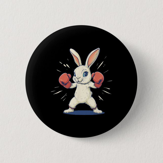 Awesome Bunny With Boxing Gloves For Easter Lovers Button (Front)