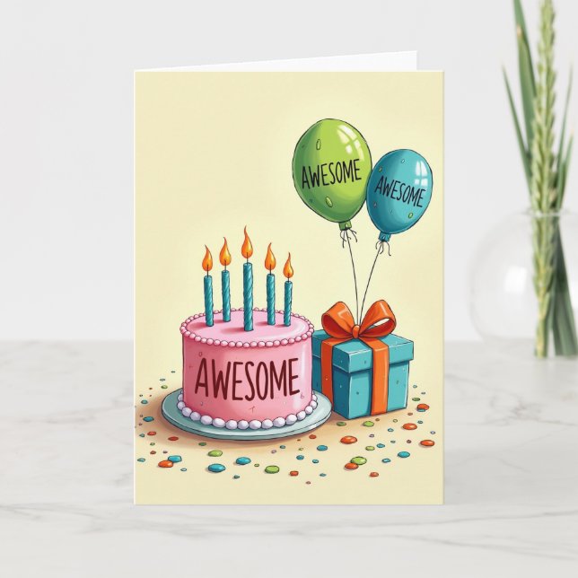 Awesome Cake Birthday Card (Front)
