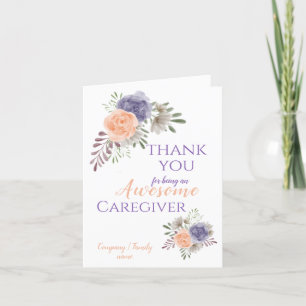 Awesome Caregiver Appreciation Floral   Letterpress Thank You Card