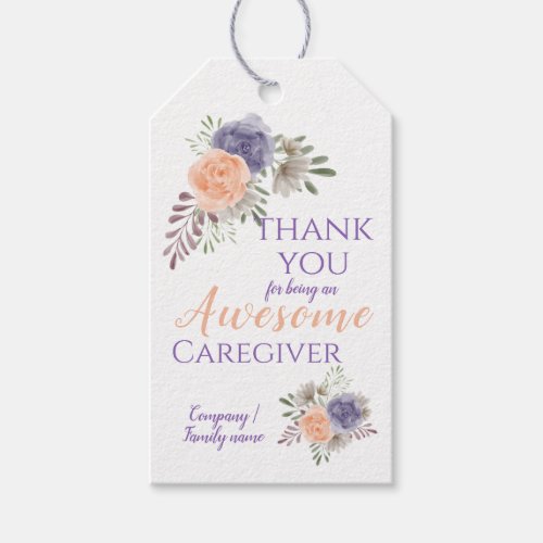 Awesome Caregiver Appreciation Floral Peony Gift Tags