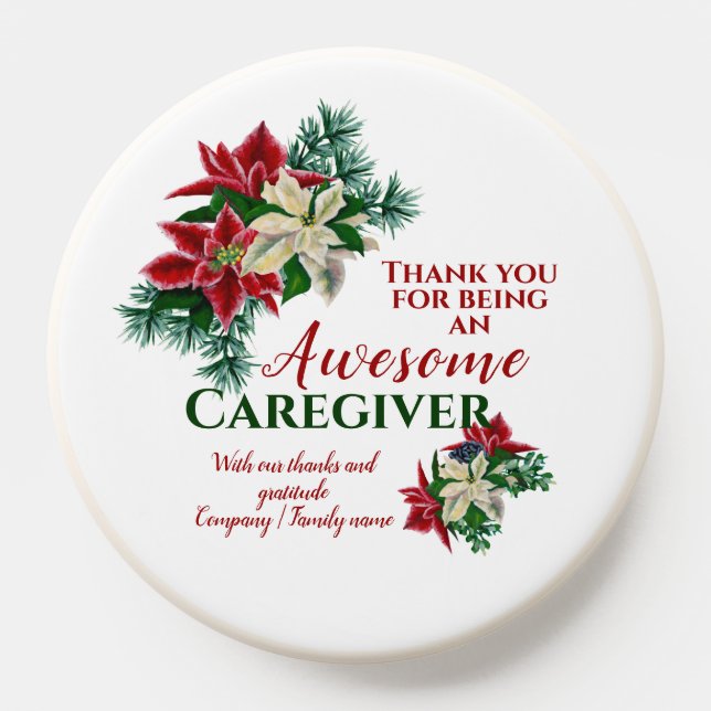 Awesome Caregiver Floral Poinsettia Appreciation  PopSocket (Popsocket)