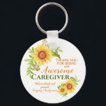 Awesome Caregiver Floral Sunflower Appreciation Keychain<br><div class="desc">Perfect as a thank you appreciation gift for your caregiver/ care worker. Comprising of pretty floral yellow watercolor sunflowers. All text can be amended to suit your supportive carer or caseworker. Whether you want to give as a Christmas thank you or birthday gift - or just need a way to...</div>
