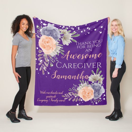 Awesome Caregiver Thank you Floral  Fleece Blanket