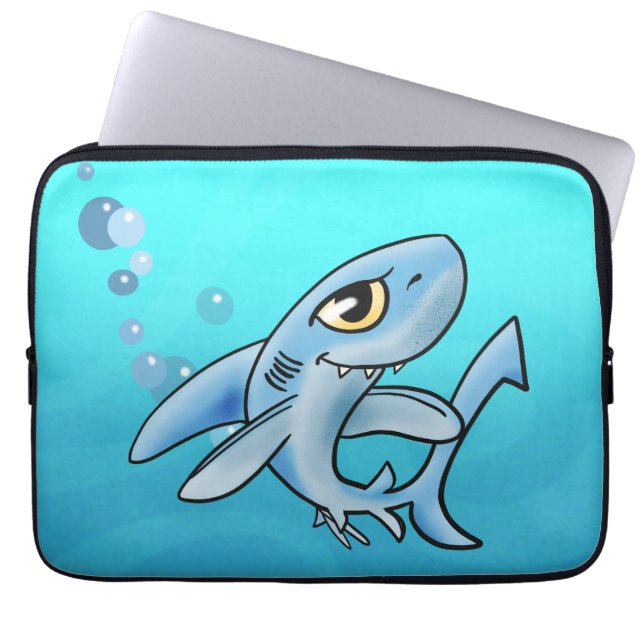 Awesome Cartoon Shark Laptop Sleeve (Front)