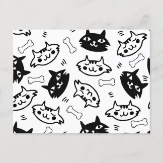 Awesome Cat Black & White Holiday Postcard