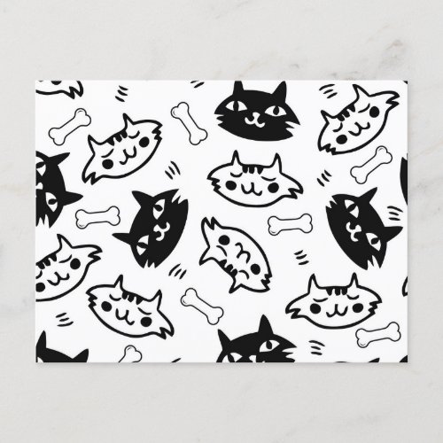Awesome Cat Black  White Holiday Postcard