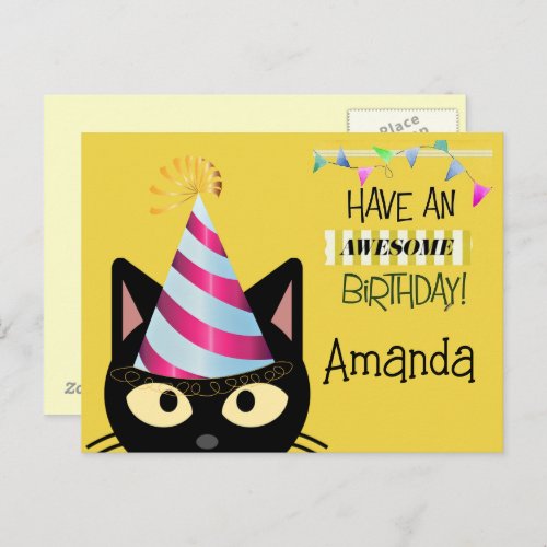 Awesome Cat Brithday for Kids  Postcard